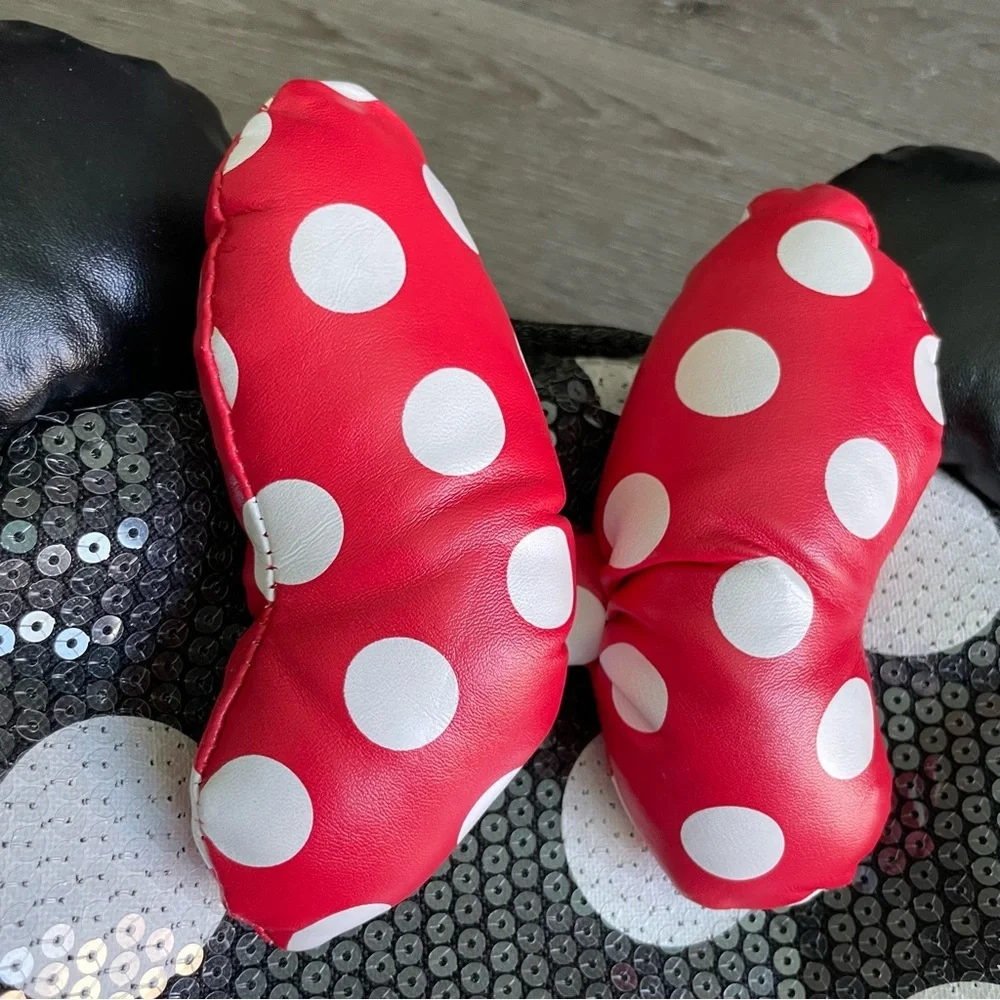Disney Parks Minnie Mouse Sequin Backpack 3D padded ears Red & white bow